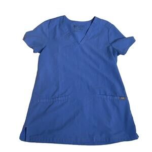 FIGS Technical Collection Blue V-Neck Scrub Top‎ Women's Size Medium